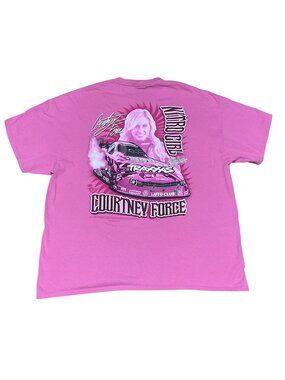Courtney Force Racing Graphic Pink T-Shirt 2XL Cotton Short Sleeve Funny Car